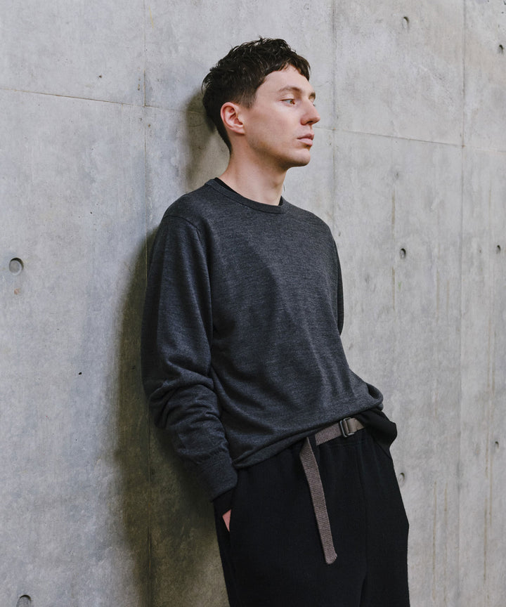 MAYKAM メイカムのSTRUCTURE EYELET CREW NECKのSTONE GREY 公式通販サイトsession福岡セレクトショップ