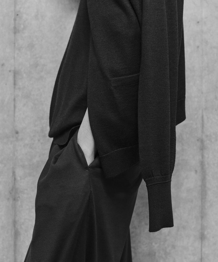 MAYKAM メイカムのSTRUCTURE EYELET CARDIGANのBLACK 公式通販サイトsession福岡セレクトショップ