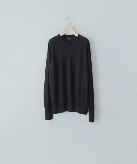 【MAYKAM】 STRUCTURE EYELET CREW NECK - BLACK