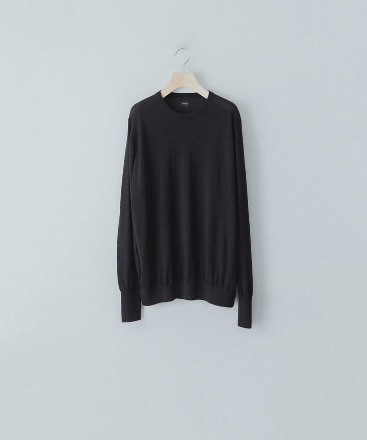 MAYKAM メイカムのSTRUCTURE EYELET CREW NECKのBLACK 公式通販サイトsession福岡セレクトショップ