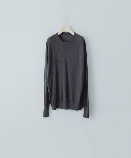 【MAYKAM】 STRUCTURE EYELET CREW NECK - STONE GREY