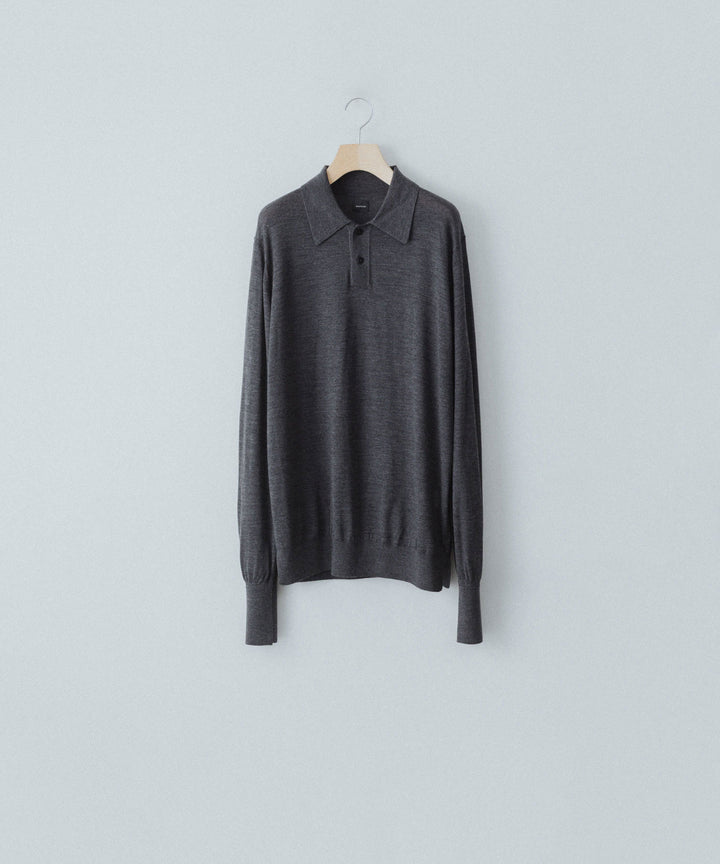 MAYKAM メイカムのSTRUCTURE EYELET L/S POLOのSTONE GREY 公式通販サイトsession福岡セレクトショップ