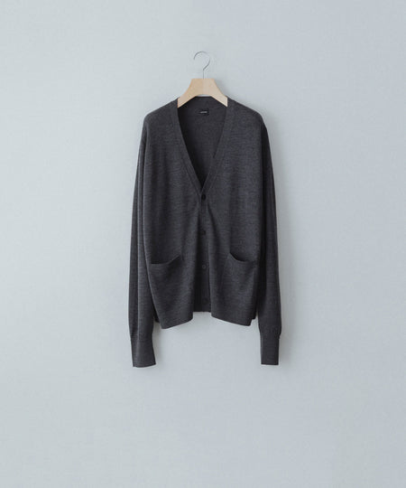 【MAYKAM】 STRUCTURE EYELET CARDIGAN - STONE GREY