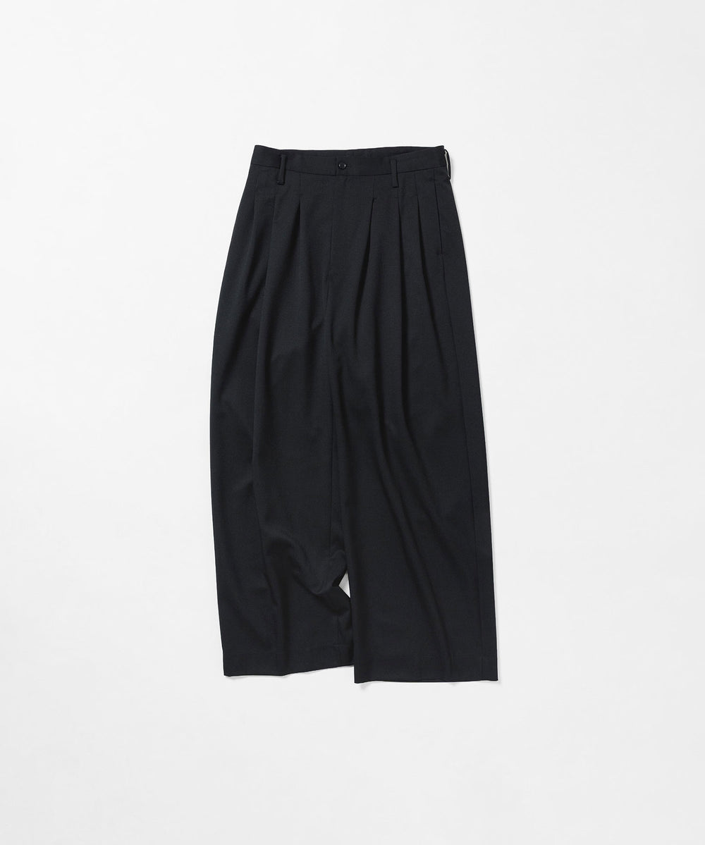 nakedgauge(ネイキッドゲージ)のWOOL GABARDINE 3PLEAT WIDE SLACKS - BLACKの公式通販サイトsession福岡セレクトショップ