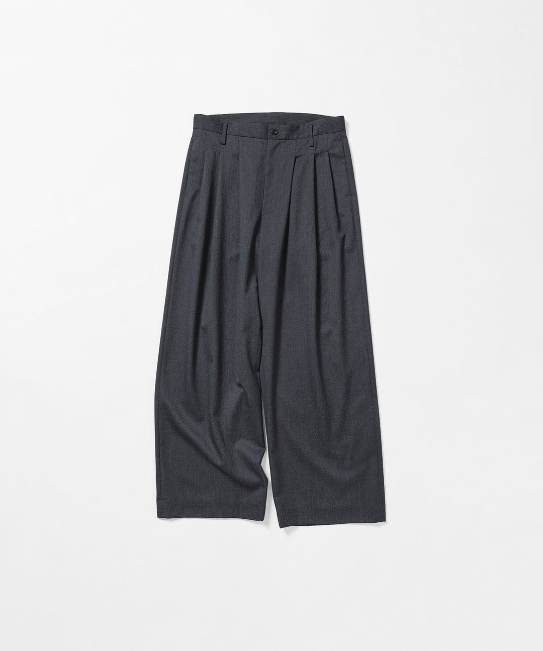 nakedgauge(ネイキッドゲージ)のWOOL GABARDINE 3PLEAT WIDE SLACKS - CHARCOAL GRAYの公式通販サイトsession福岡セレクトショップ
