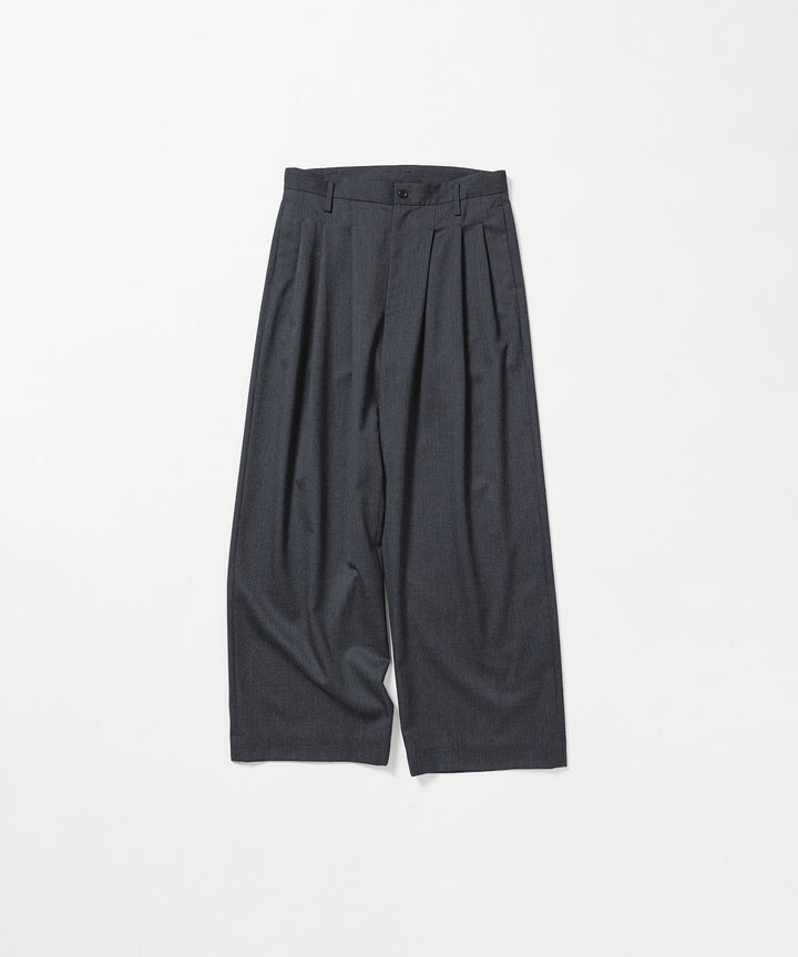 nakedgauge(ネイキッドゲージ)のWOOL GABARDINE 3PLEAT WIDE SLACKS - CHARCOAL GRAYの公式通販サイトsession福岡セレクトショップ