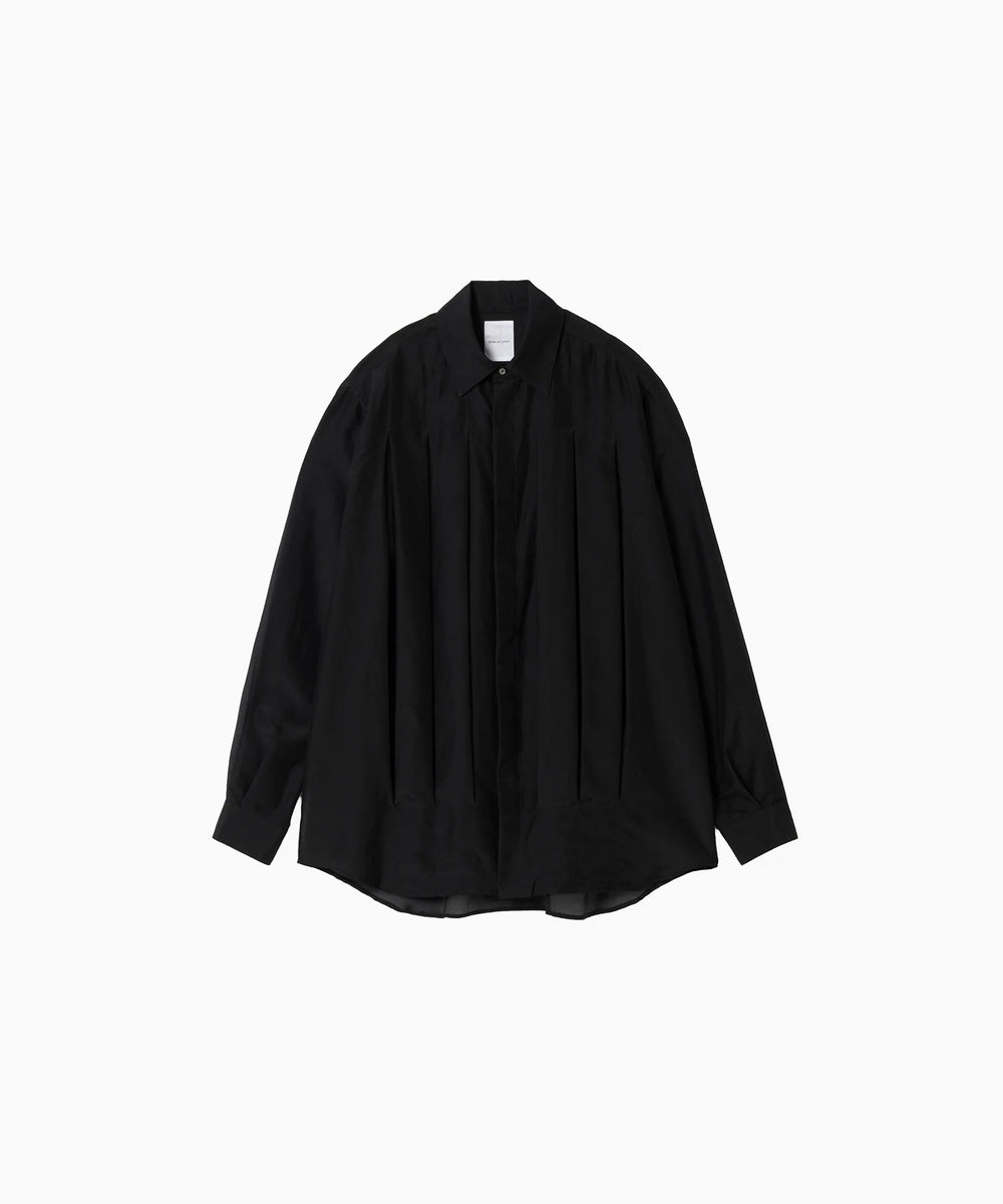 SUBLATIONS-サブレーションズのSHEER TUCK DRESS SHIRTのBLACK公式通販サイトsession福岡セレクトショップ