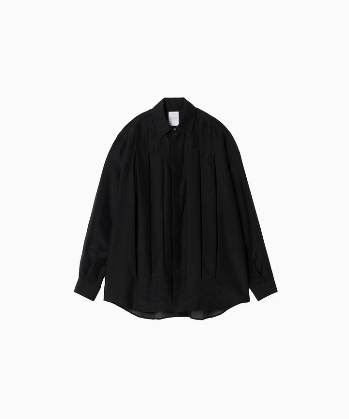 SUBLATIONS-サブレーションズのSHEER TUCK DRESS SHIRTのBLACK公式通販サイトsession福岡セレクトショップ