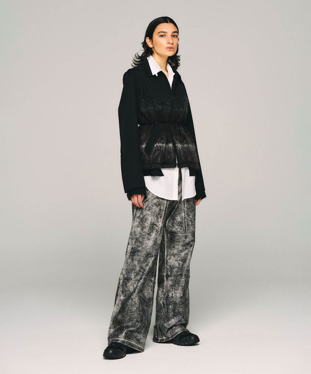 【SUBLATIONS】CRACKING COATED WIDE PANTS - WHITE BASE