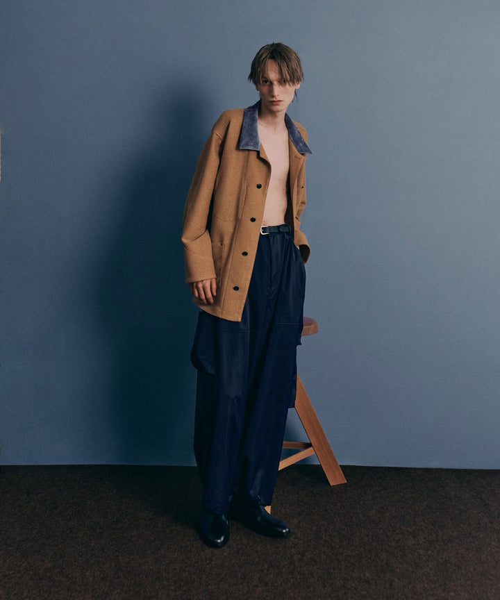 【ANTHEM A】SATIN MILITARY EASY PANTS - NAVY