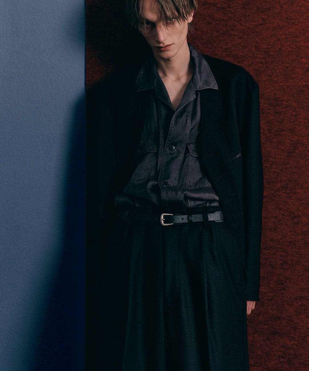 ANTHEM A-アンセムエーのPIGMENT CUPRO OPEN COLLAR SHIRTのCHARCOAL 公式通販サイトsession福岡セレクトショップ