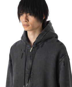 VEIN ヴェインのCO SWEAT DISTRESSED ZIP UP HOODIE - X.BLACKの公式通販サイトsession福岡セレクトショップ