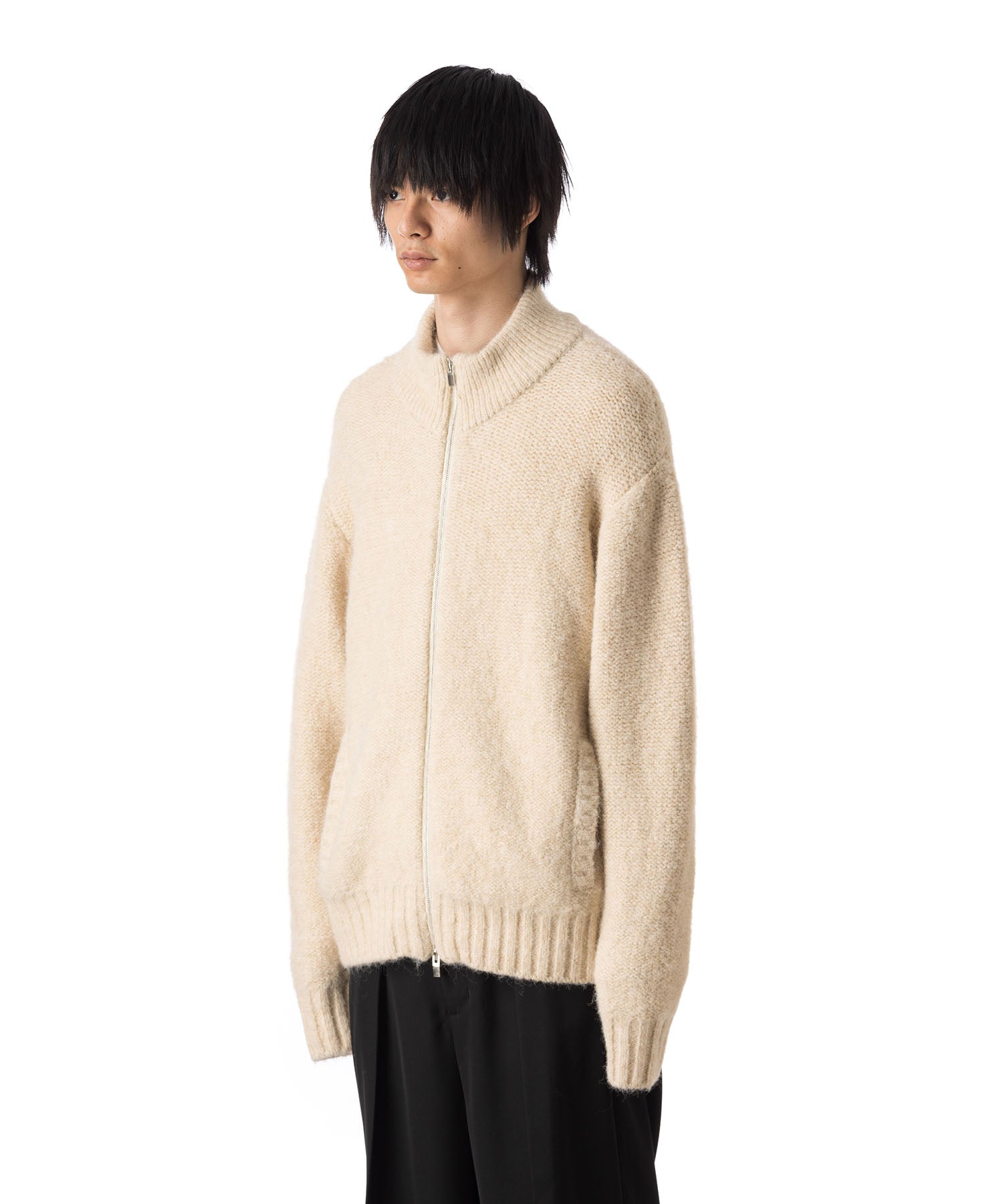 VEIN ヴェインのSHAGGY KNIT DRIVERS JACKET - OFF WHITEの公式通販サイトsession福岡セレクトショップ