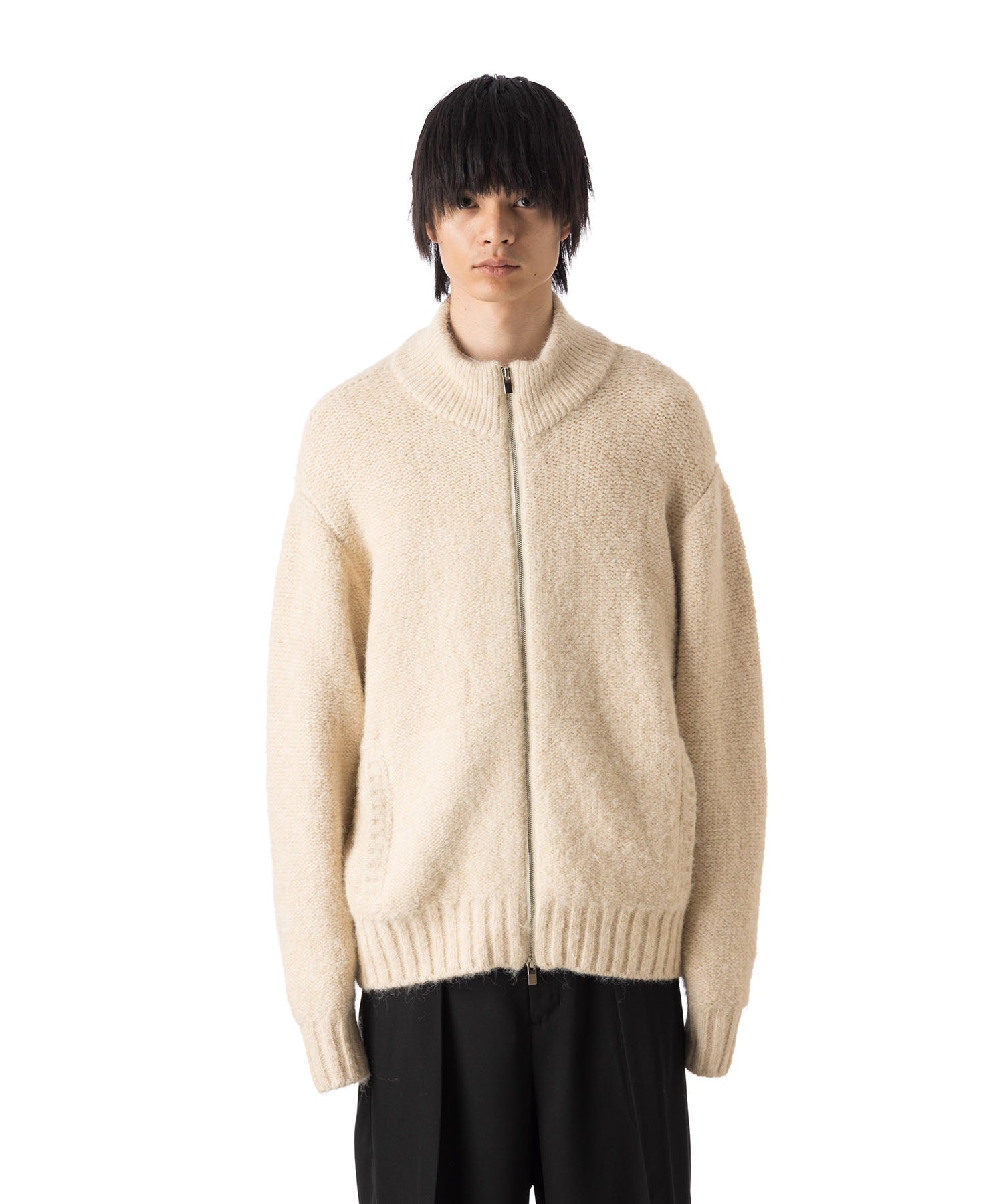 VEIN ヴェインのSHAGGY KNIT DRIVERS JACKET - OFF WHITEの公式通販サイトsession福岡セレクトショップ