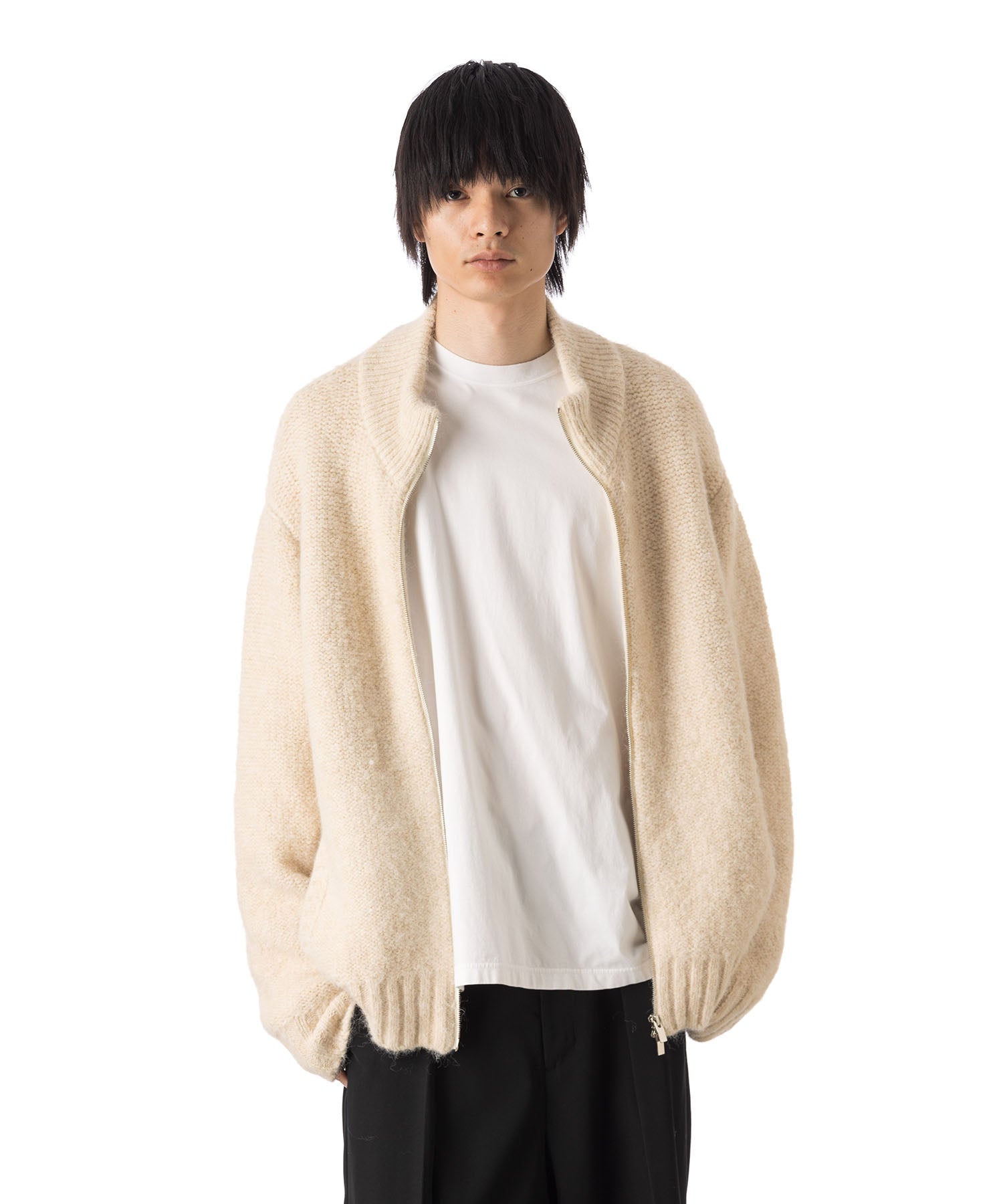 VEIN ヴェインのSHAGGY KNIT DRIVERS JACKET - OFF WHITEの公式通販サイトsession福岡セレクトショップ