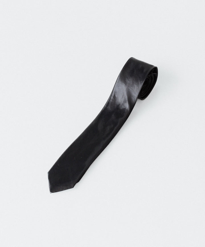 【 VEIN 】PE VINTAGE SATIN NARROW TIE - BLACK