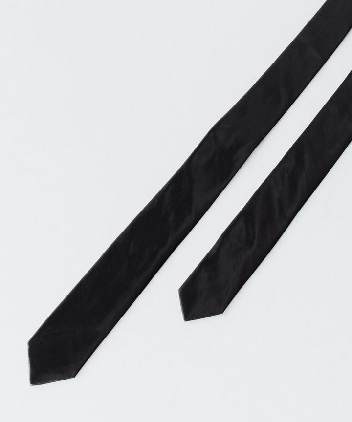 【 VEIN 】PE VINTAGE SATIN NARROW TIE - BLACK