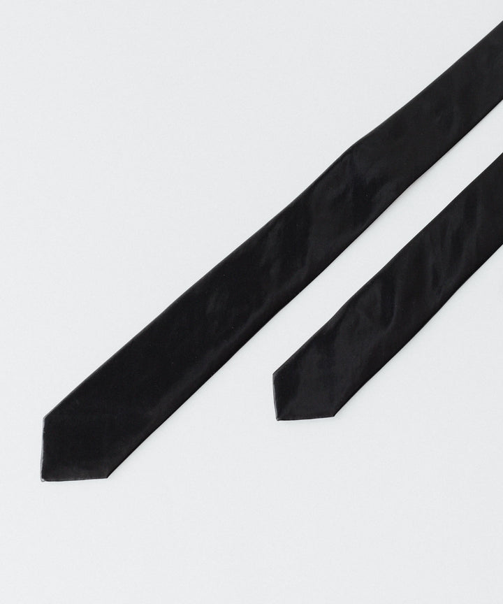 【 VEIN 】PE VINTAGE SATIN NARROW TIE - BLACK