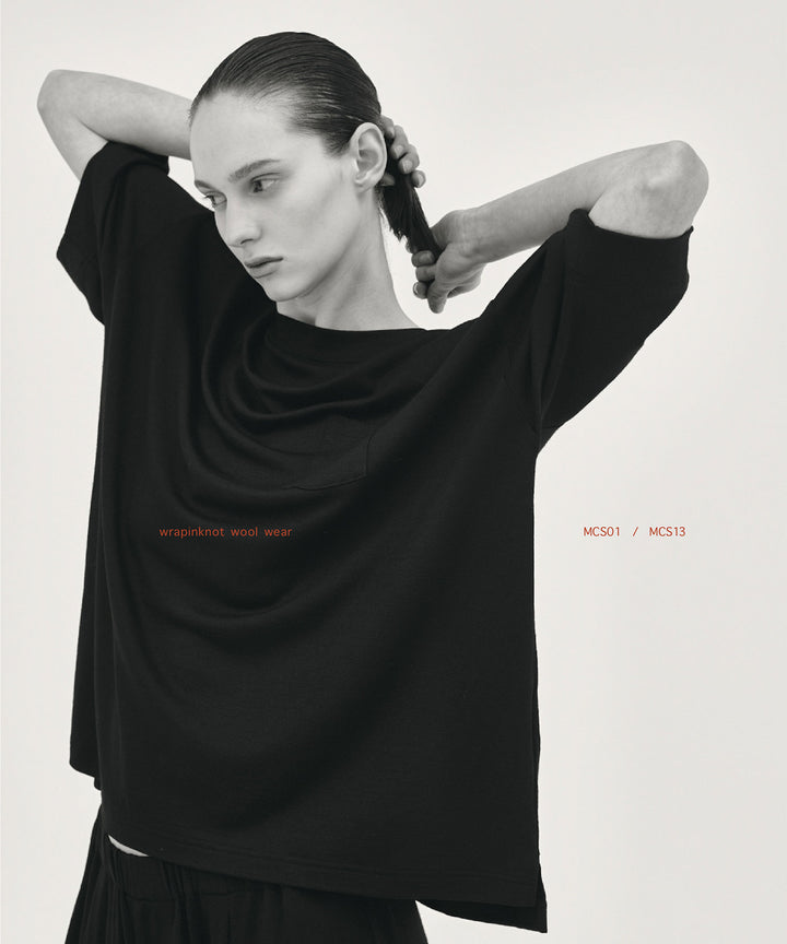 WWW ラッピンノットウールウェアS/S OVERSIZED POCKET T-SHIRTのBLACK 公式通販サイトsession福岡セレクトショップ
