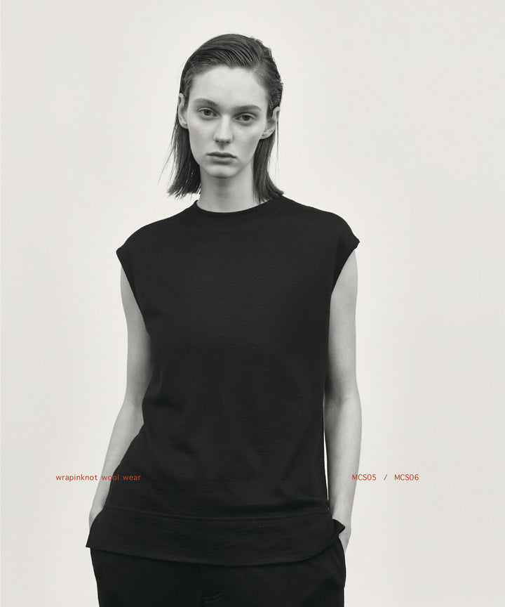 WWW ラッピンノットウールウェアSLEEVELESS PULLOVERのBLACK 公式通販サイトsession福岡セレクトショップ