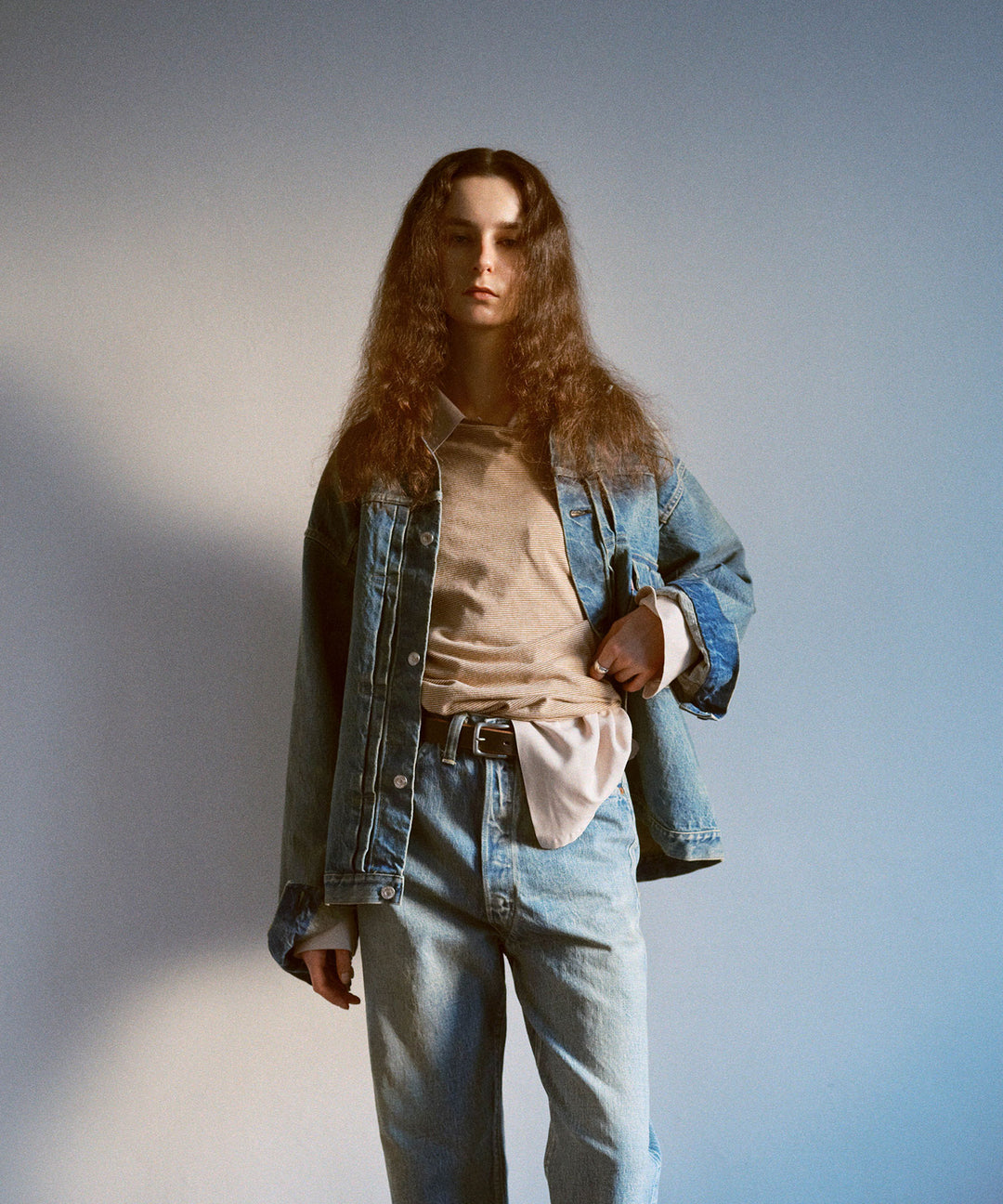 インテリムのHYPER BIG VINTAGE WASHED "1ST KIBATA SHUTTLE DENIM JACKETのSHABBY