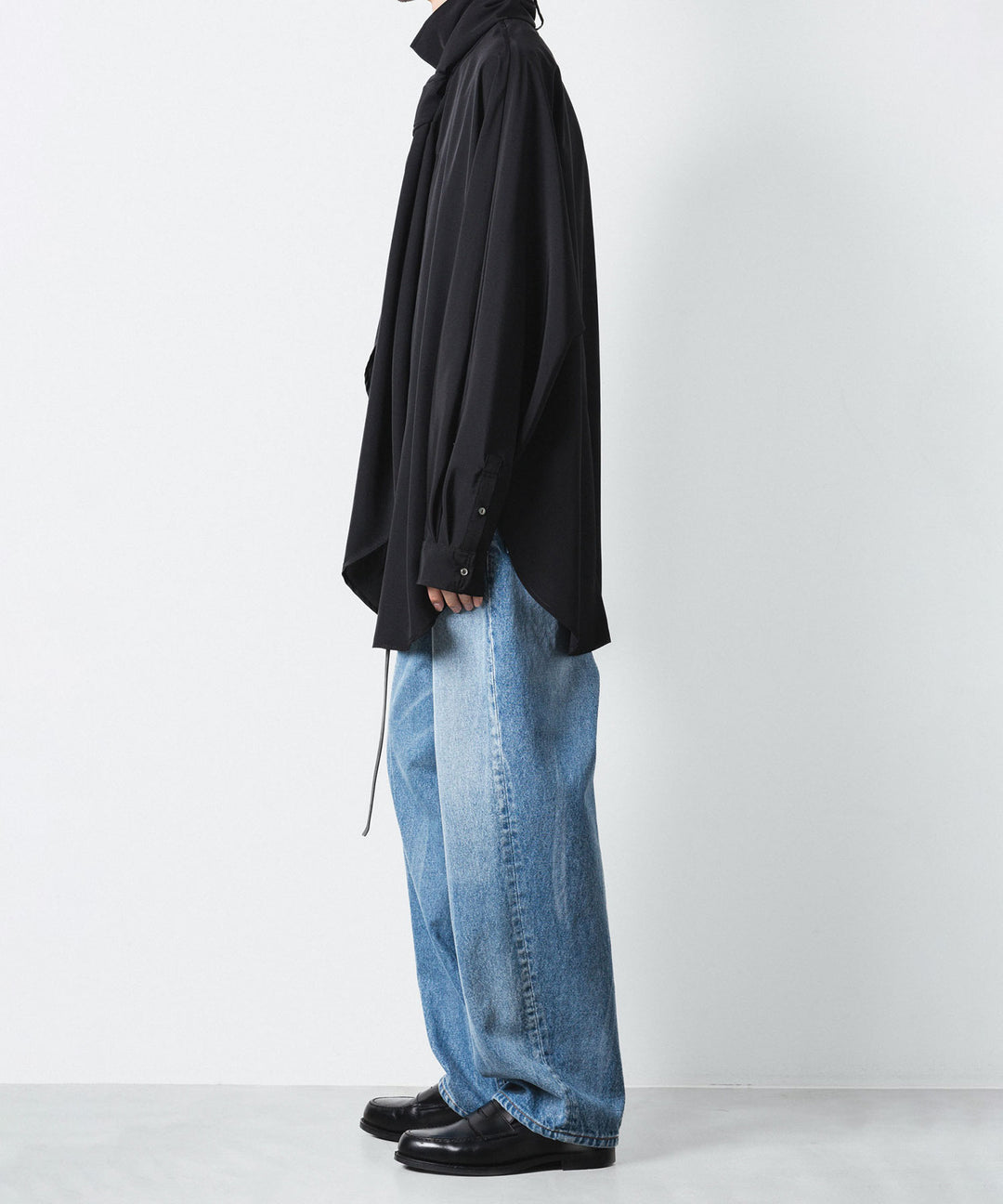 ato(アトウ)のCREPE DE CHINE SCARF SHIRT - BLACKの公式通販サイトsession福岡セレクトショップ