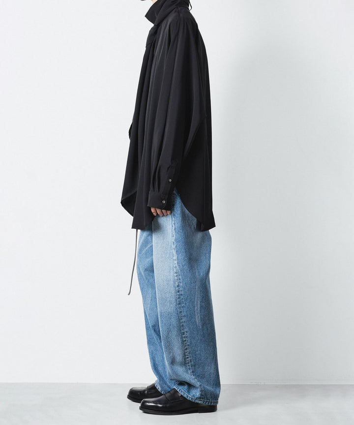 ato(アトウ)のCREPE DE CHINE SCARF SHIRT - BLACKの公式通販サイトsession福岡セレクトショップ