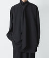 【ato】CREPE DE CHINE SCARF SHIRT - BLACK