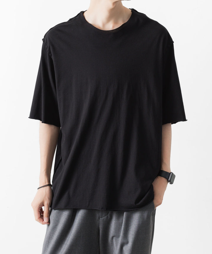 ATTACHMENT アタッチメントの80/2 PIMA CO JERSEY OVERSIZED LAYERED S/S TEE - BLACKの公式通販サイトsession福岡セレクトショップ
