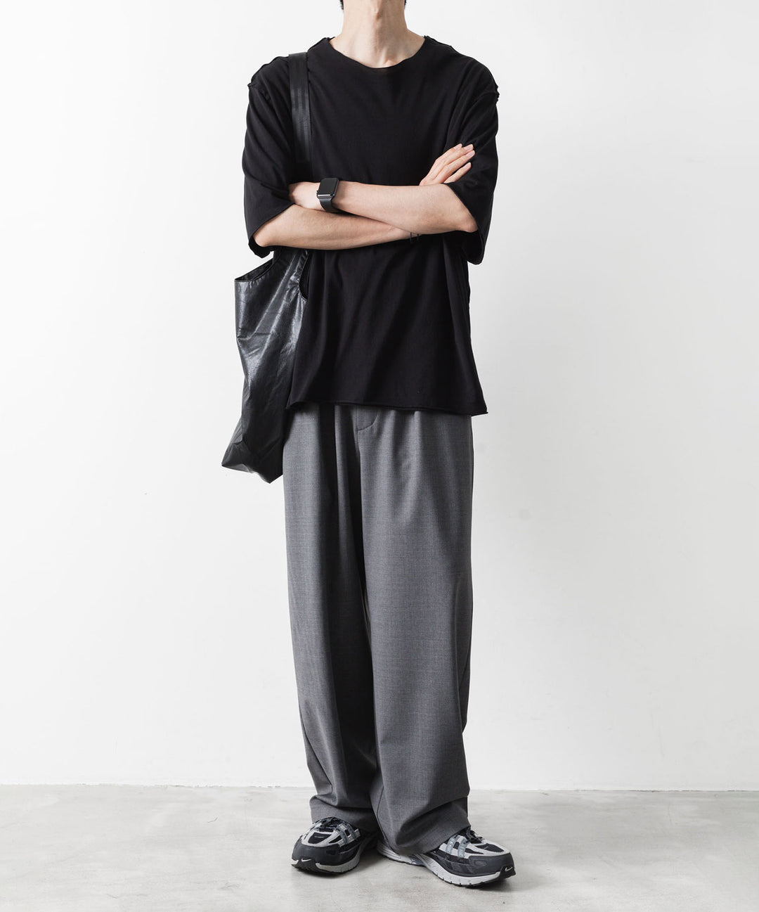 ATTACHMENT アタッチメントの80/2 PIMA CO JERSEY OVERSIZED LAYERED S/S TEE - BLACKの公式通販サイトsession福岡セレクトショップ