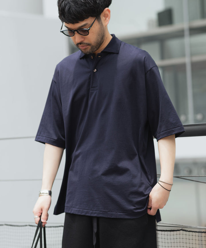 【INTÉRIM】   HYPER BIG HIGH GAUGE SUVIN JERSEY POLO SHIRT - ROYAL D.PURPLE