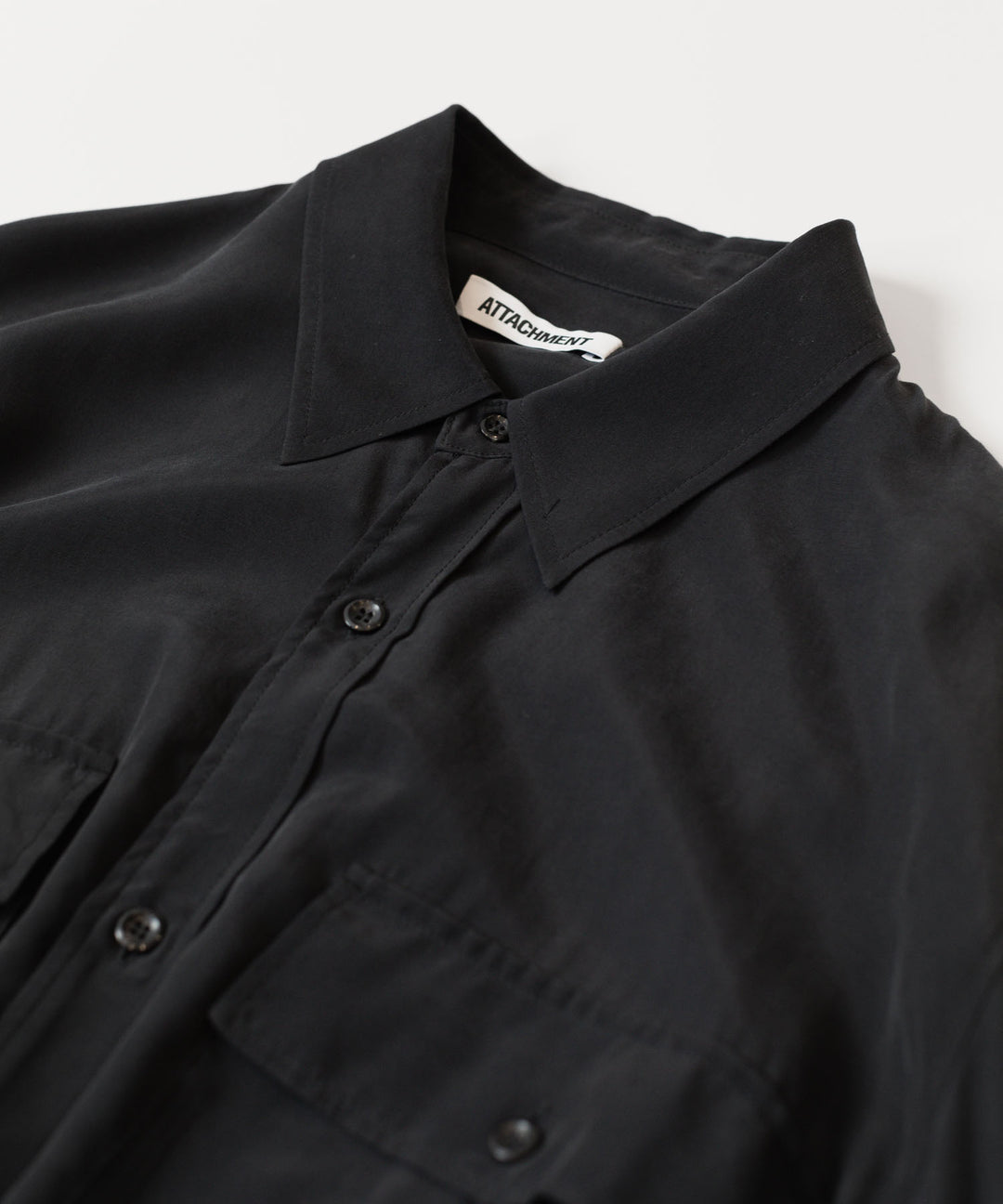 ATTACHMENT アタッチメントのCU/RY FIBRIL TAFFETA PATCH POCKET L/S SHIRT - BLACKの公式通販サイトsession福岡セレクトショップ