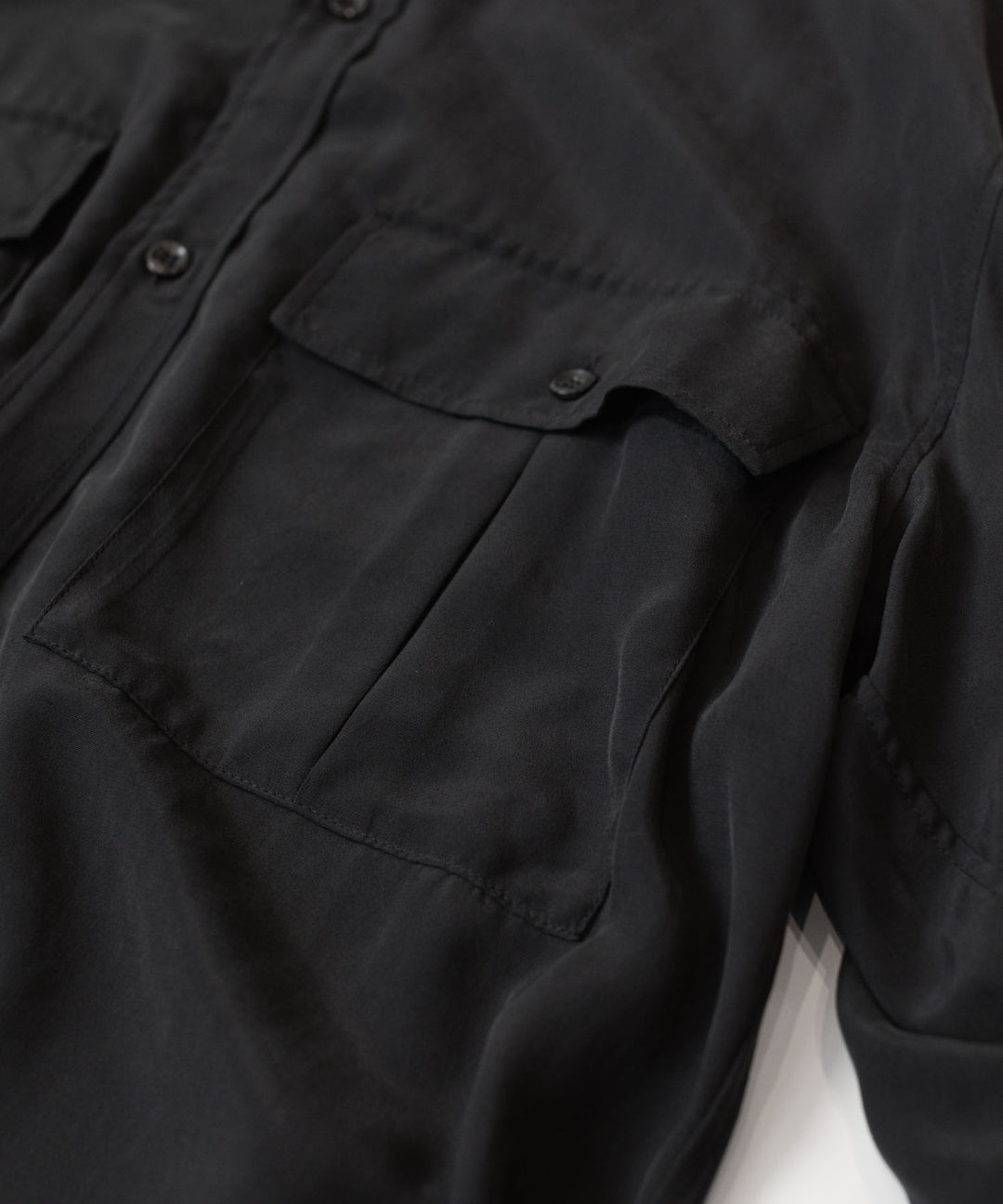 ATTACHMENT アタッチメントのCU/RY FIBRIL TAFFETA PATCH POCKET L/S SHIRT - BLACKの公式通販サイトsession福岡セレクトショップ