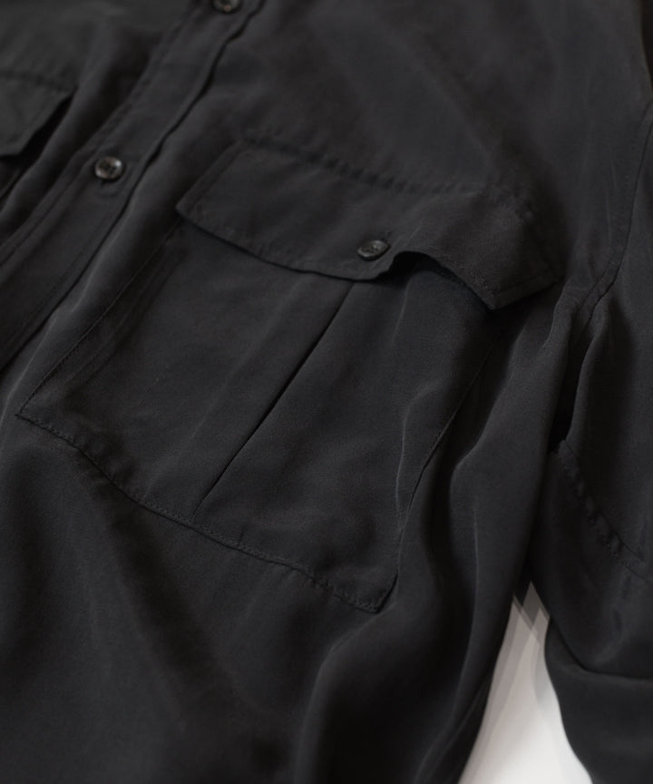 ATTACHMENT アタッチメントのCU/RY FIBRIL TAFFETA PATCH POCKET L/S SHIRT - BLACKの公式通販サイトsession福岡セレクトショップ