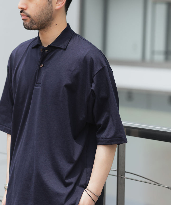 INTÉRIM(インテリム)の HYPER BIG HIGH GAUGE SUVIN JERSEY POLO SHIRT - ROYAL D.PURPLEの公式通販サイトsession福岡セレクトショップ