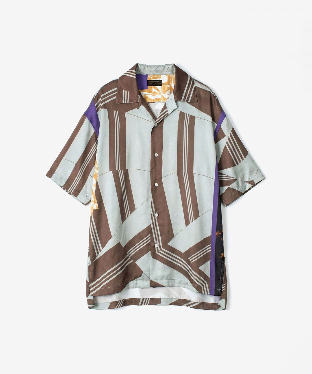 ANTHEM A-アンセムエーのCOLLAGE PRINTED OPEN COLLAR SHIRTのSAGE GREENの公式通販サイトsession福岡セレクトショップ