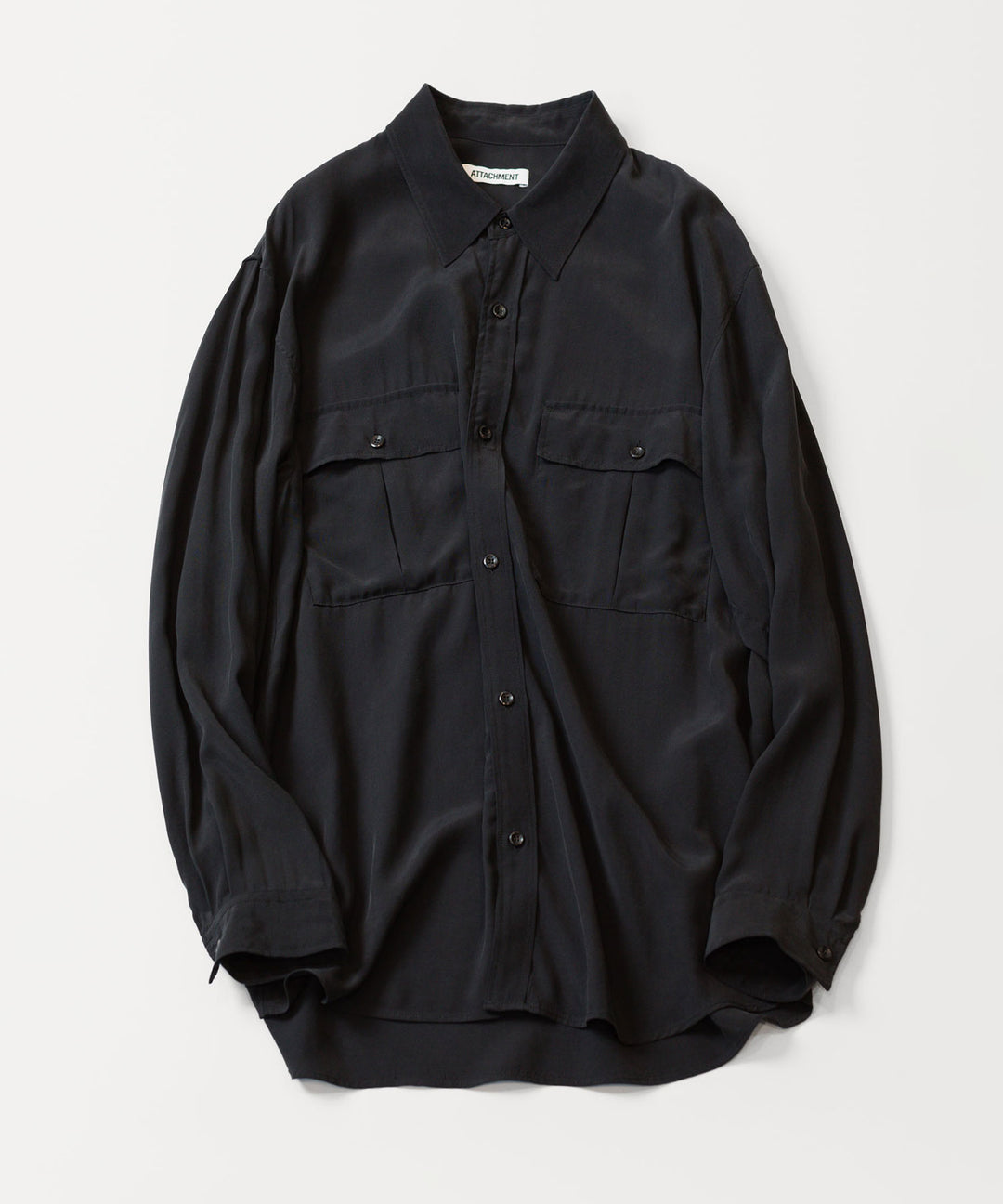 ATTACHMENT アタッチメントのCU/RY FIBRIL TAFFETA PATCH POCKET L/S SHIRT - BLACKの公式通販サイトsession福岡セレクトショップ
