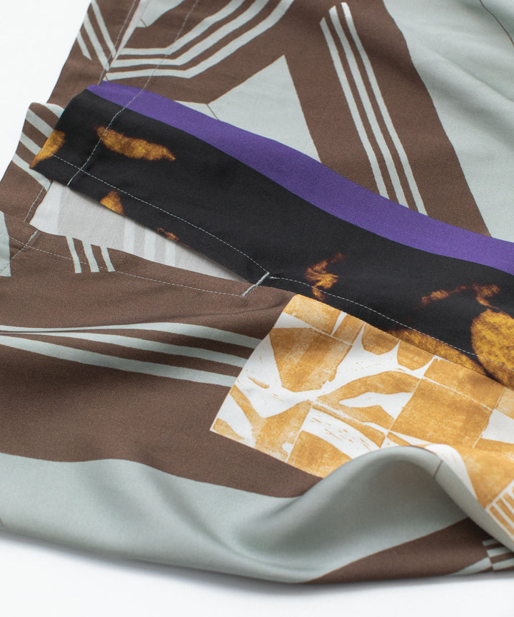 ANTHEM A-アンセムエーのCOLLAGE PRINTED OPEN COLLAR SHIRTのSAGE GREENの公式通販サイトsession福岡セレクトショップ