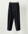 【ANTHEM A】WOOL TROPICAL SIDE GATHER SLACKS - BLACK