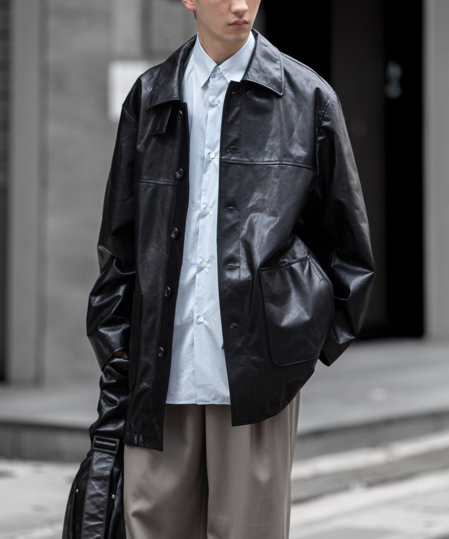 ssstein(シュタイン)のOVERSIZED REGULAR COLLAR SHIRT - OFF BLUEの公式通販サイトsession福岡セレクトショップ
