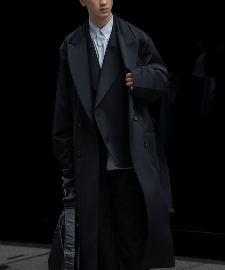 ssstein(シュタイン)のW/SI SATIN PEAK LAPEL LONG COAT - BLACKの公式通販サイトsession福岡セレクトショップ