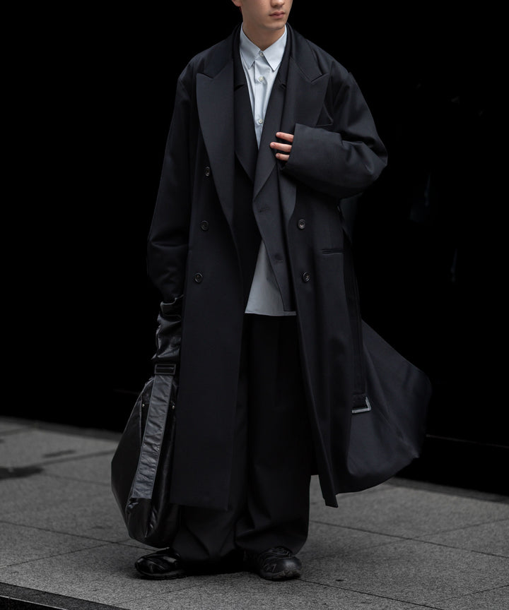 ssstein(シュタイン)のW/SI SATIN PEAK LAPEL LONG COAT - BLACKの公式通販サイトsession福岡セレクトショップ
