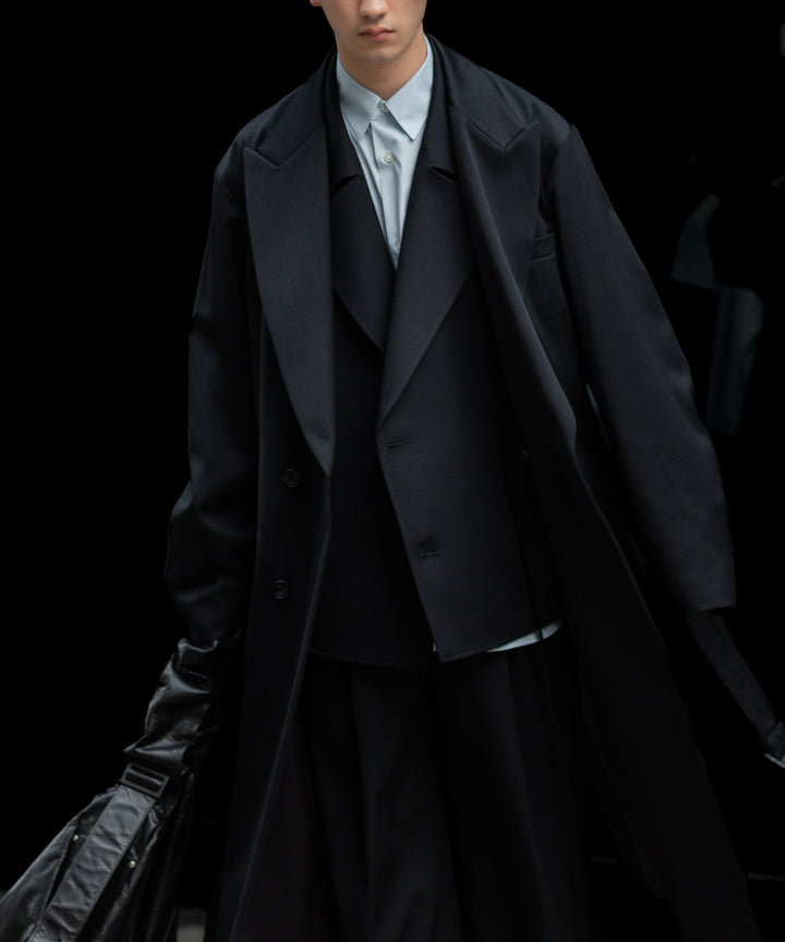 ssstein(シュタイン)のW/SI SATIN PEAK LAPEL LONG COAT - BLACKの公式通販サイトsession福岡セレクトショップ
