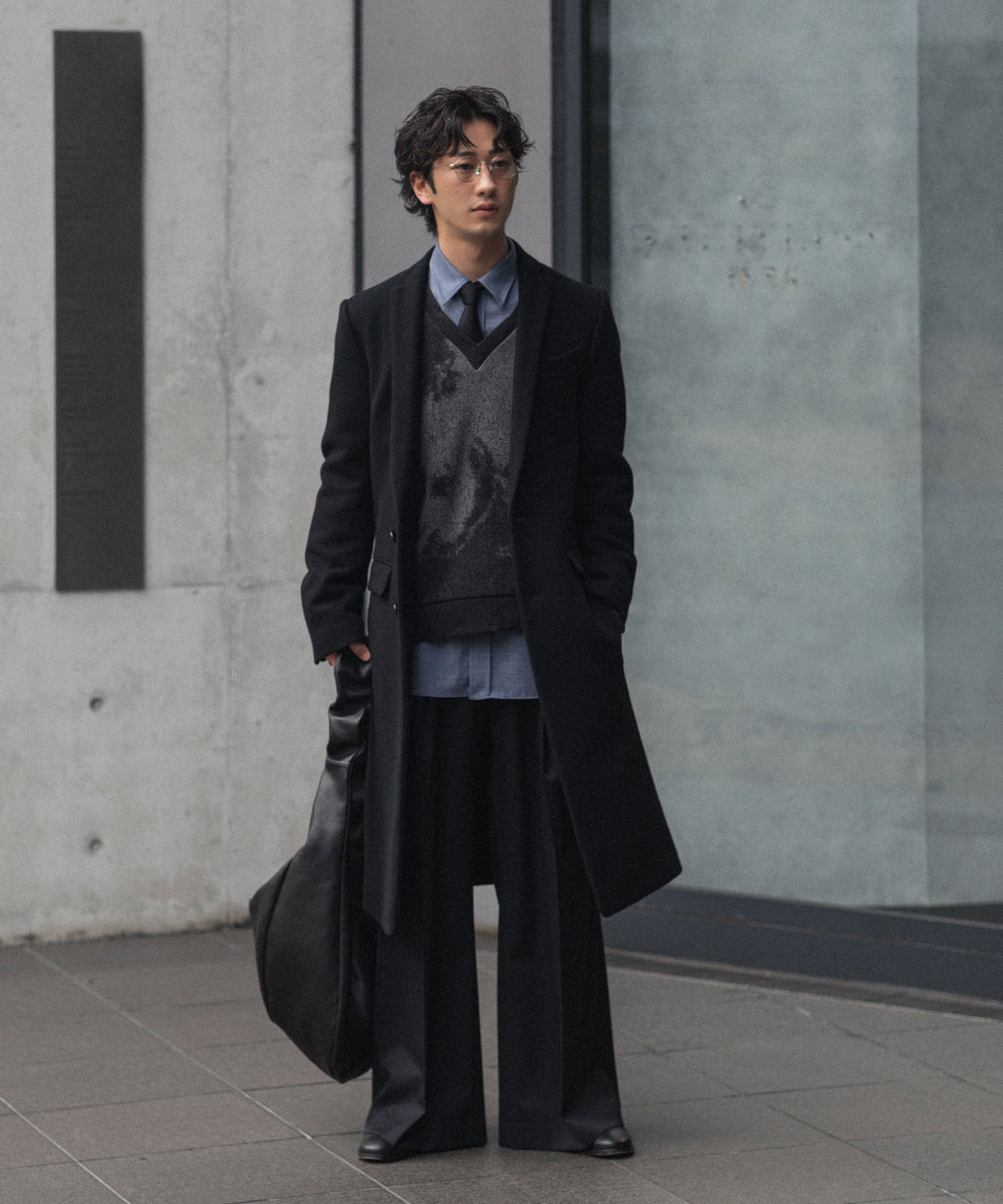 【ato】　ENGLAND LAMB CHESTERFIELD COAT - BLACK