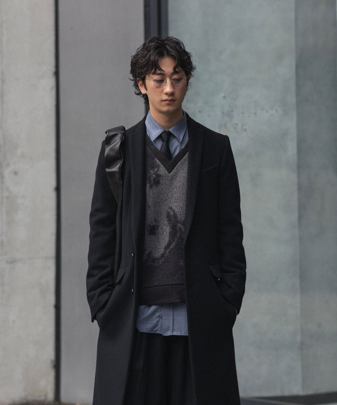 【ato】　ENGLAND LAMB CHESTERFIELD COAT - BLACK