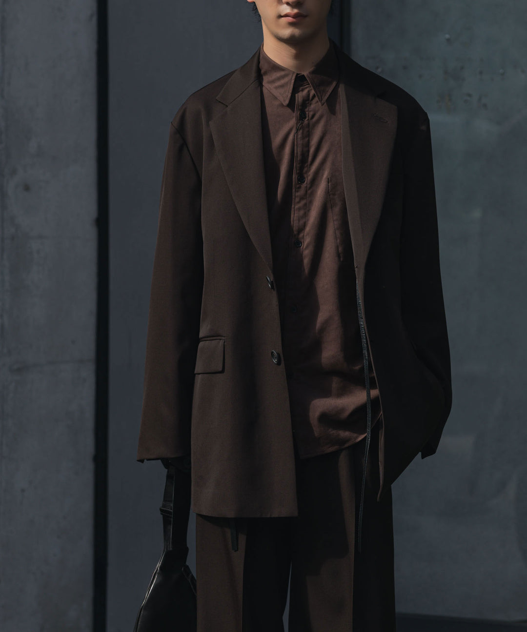 VEIN ヴェインのSYNTHETIC SUEDE LEATHER L/S SHIRT - BROWNの公式通販サイトsession福岡セレクトショップ