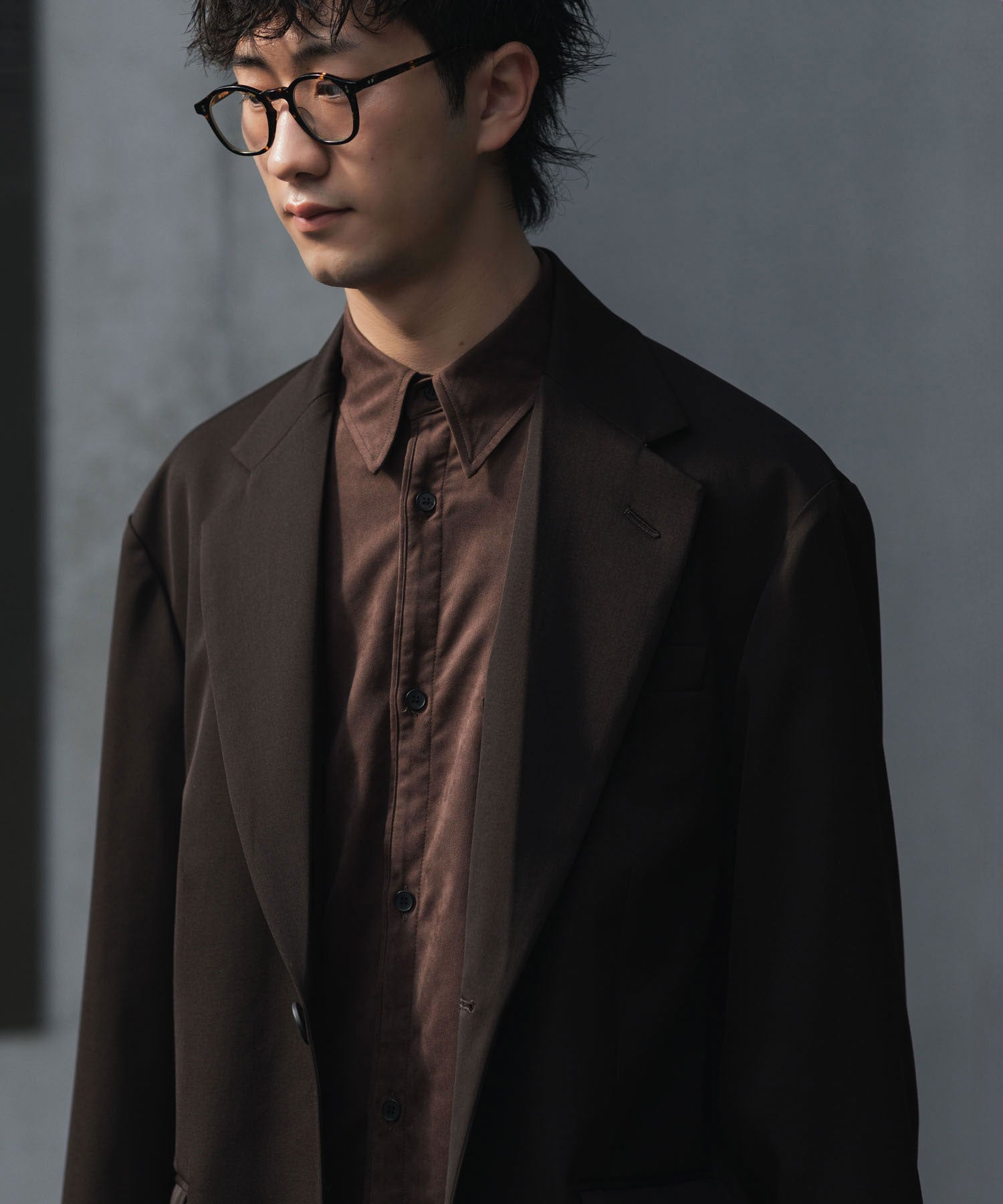 VEIN ヴェインのSYNTHETIC SUEDE LEATHER L/S SHIRT - BROWNの公式通販サイトsession福岡セレクトショップ