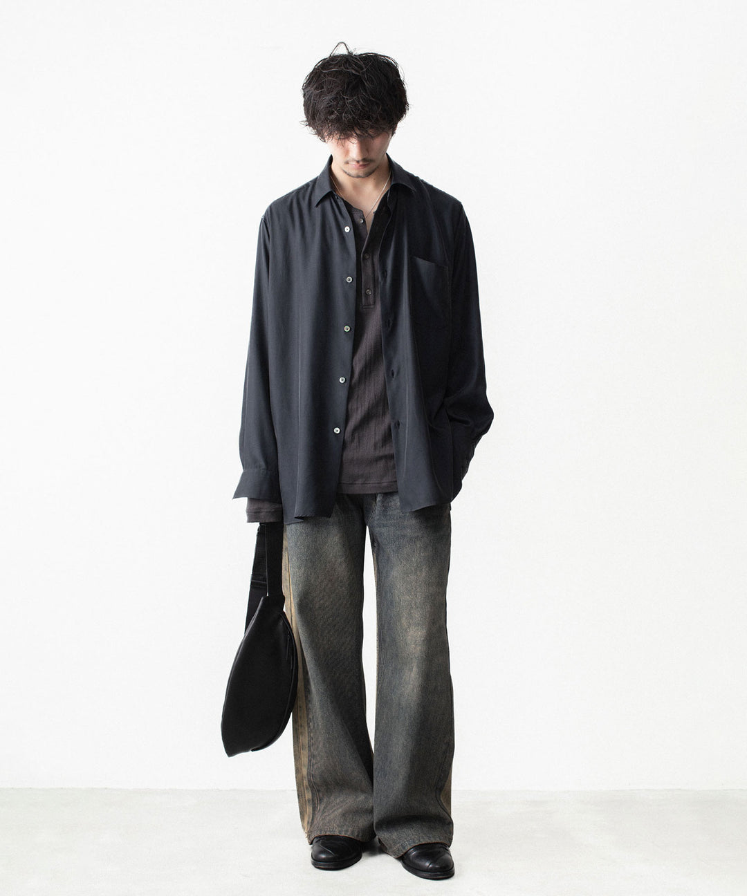 ssstein(シュタイン)のCUPRO TWILL OVERSIZED LS SHIRT - BLACKの公式通販サイトsession福岡セレクトショップ