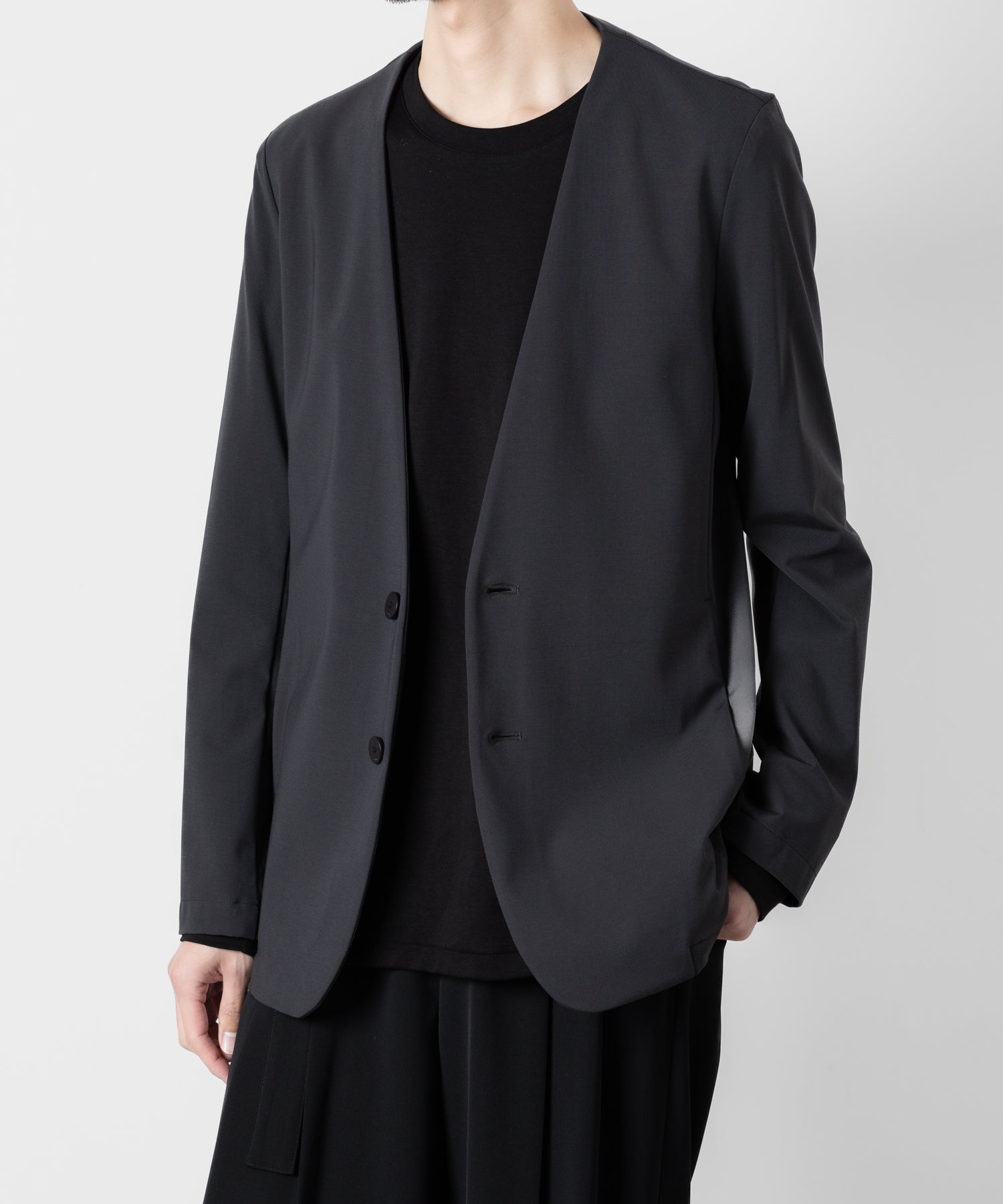 ATTACHMENT アタッチメントのNY/CO STRETCH JERSEY COLLARLESS JACKET - D.GRAY 公式通販サイトsession福岡セレクトショップ