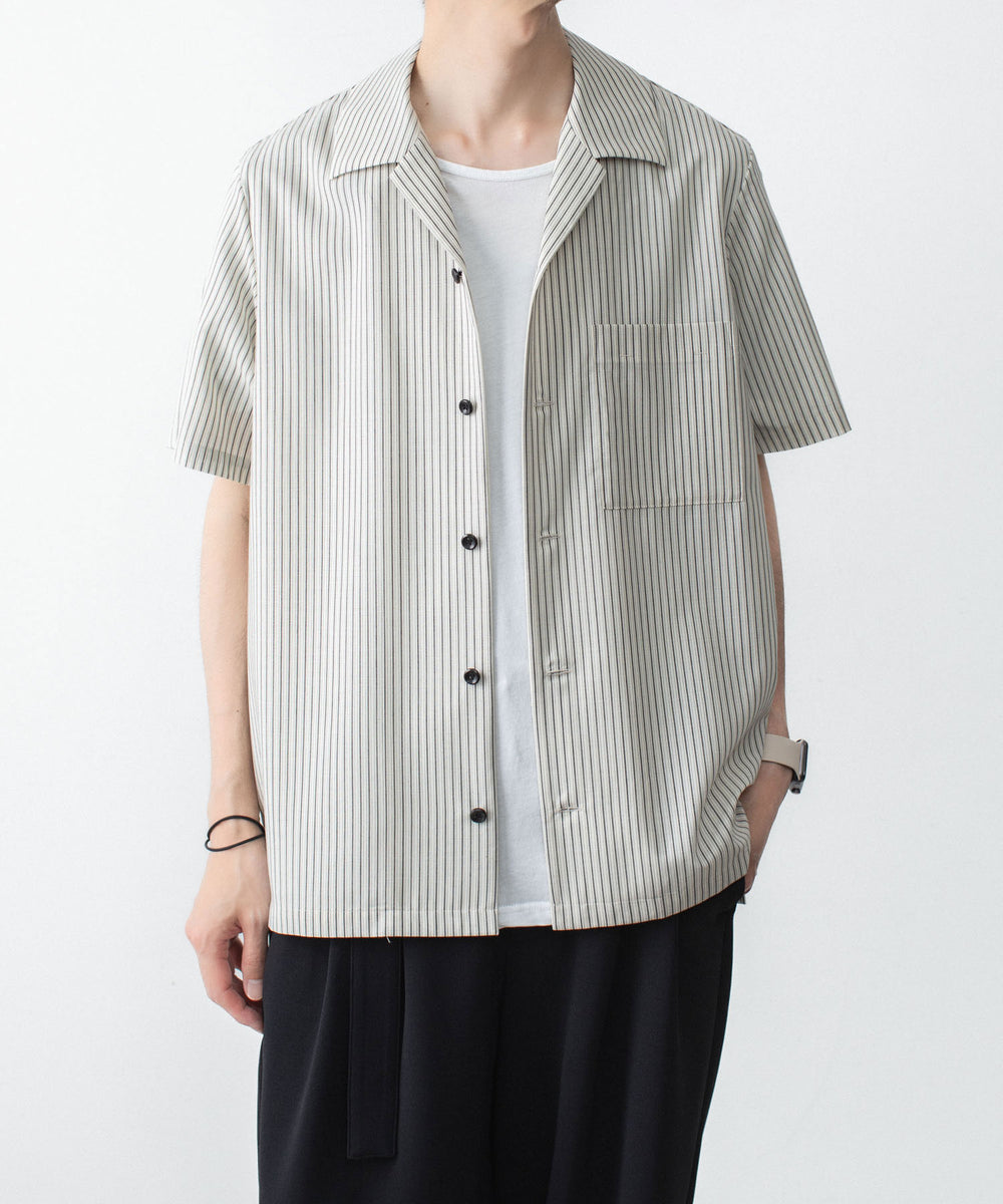 ATTACHMENT アタッチメントのWO/PE STRIPE OPEN COLLAR S/S SHIRT - S.GRAYの公式通販サイトsession福岡セレクトショップ